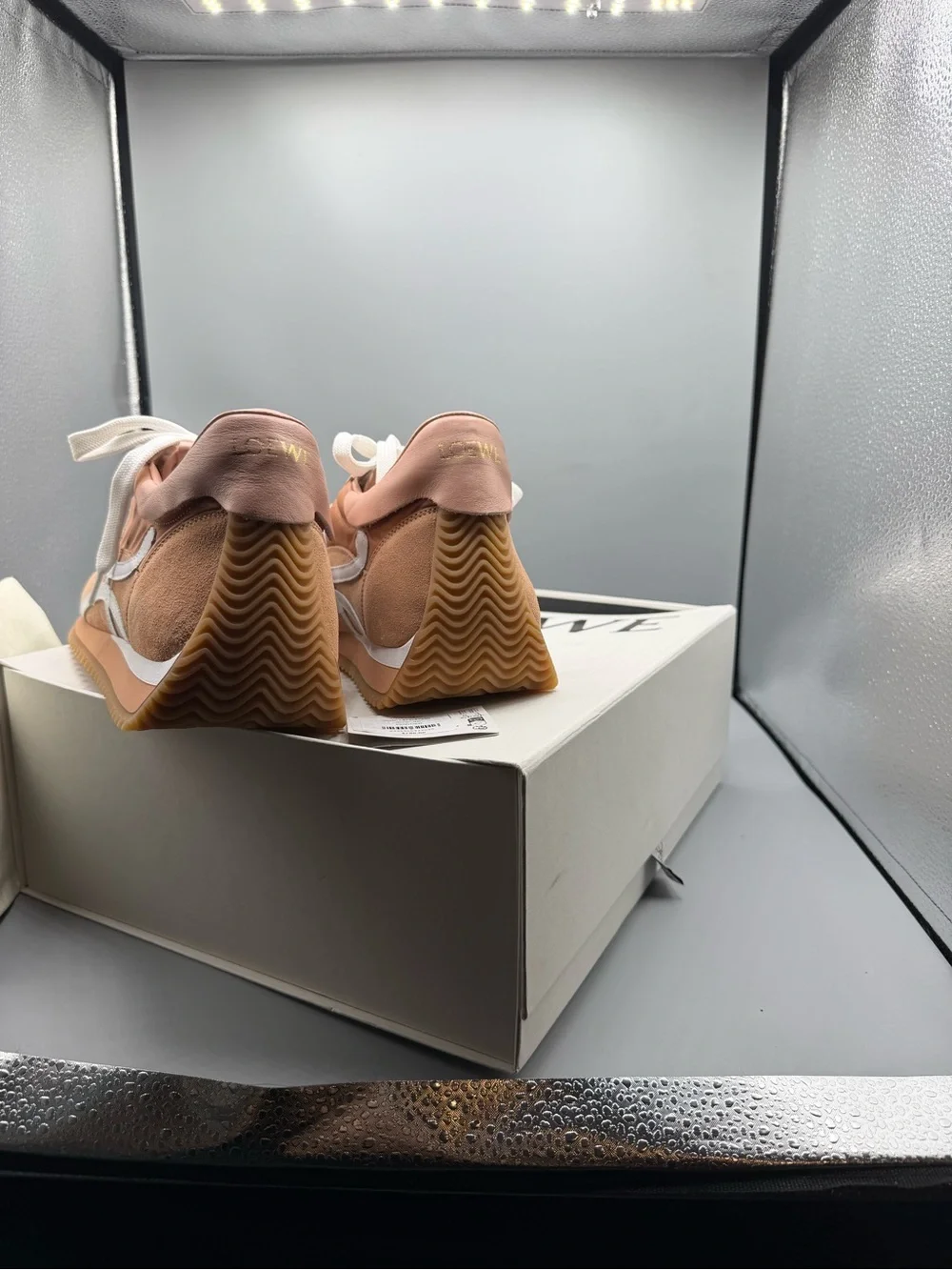 Loewe Peach Pink and White Runner Sneakers